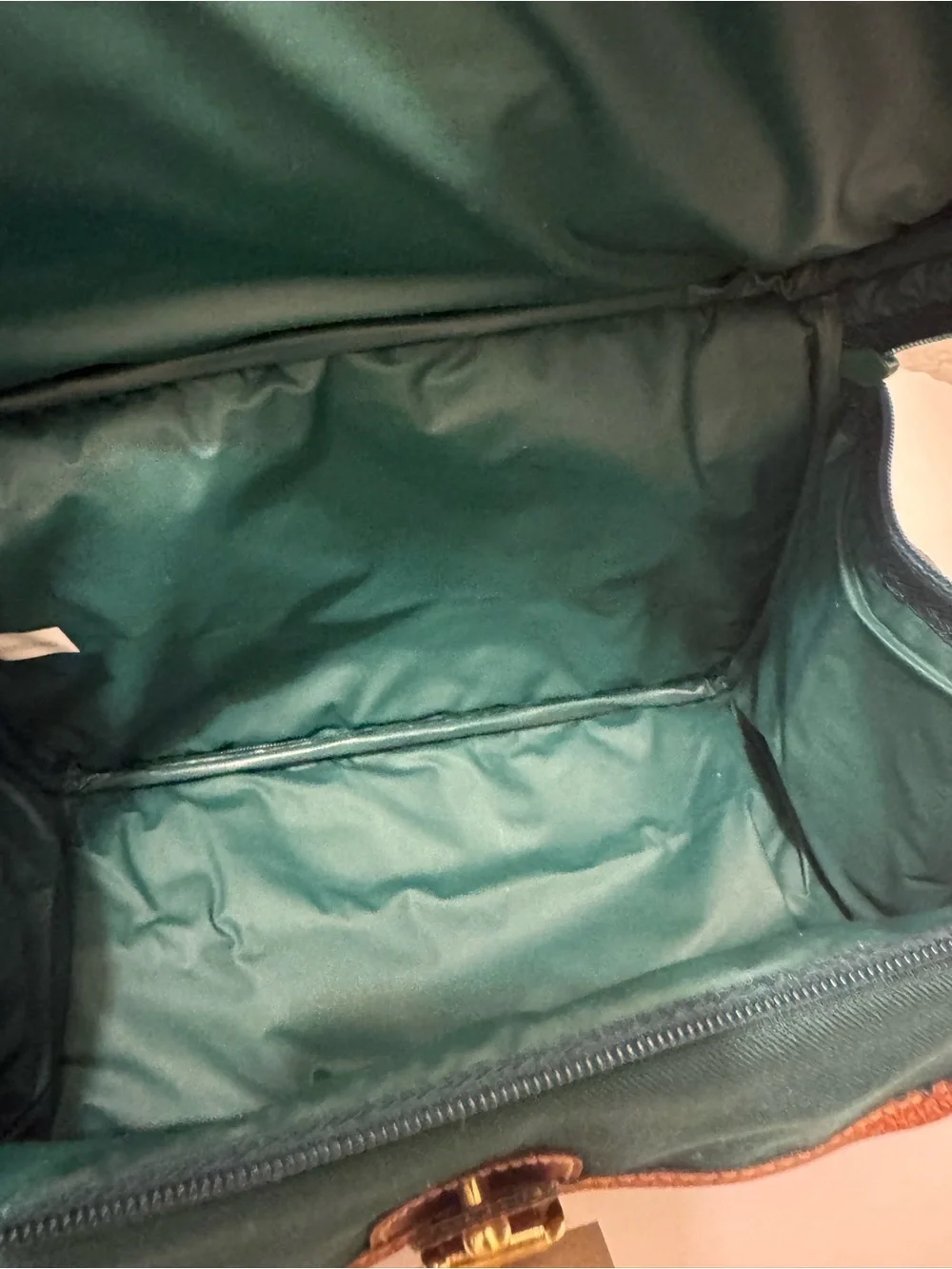 NWOT Ralph Lauren Teal Canvas Messenger Bag with Brown Trim